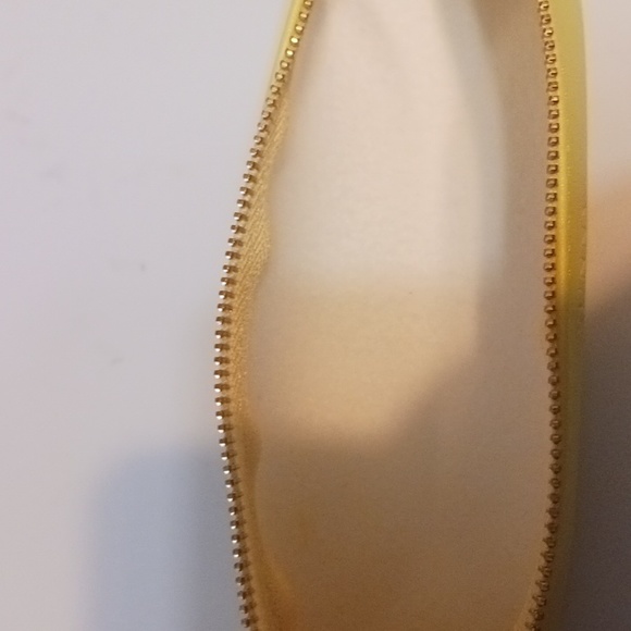 PU LeatherSmall Slim Cosmetic Pouch Storage Waterproof Zipper Pouch Yellow - Picture 4 of 4